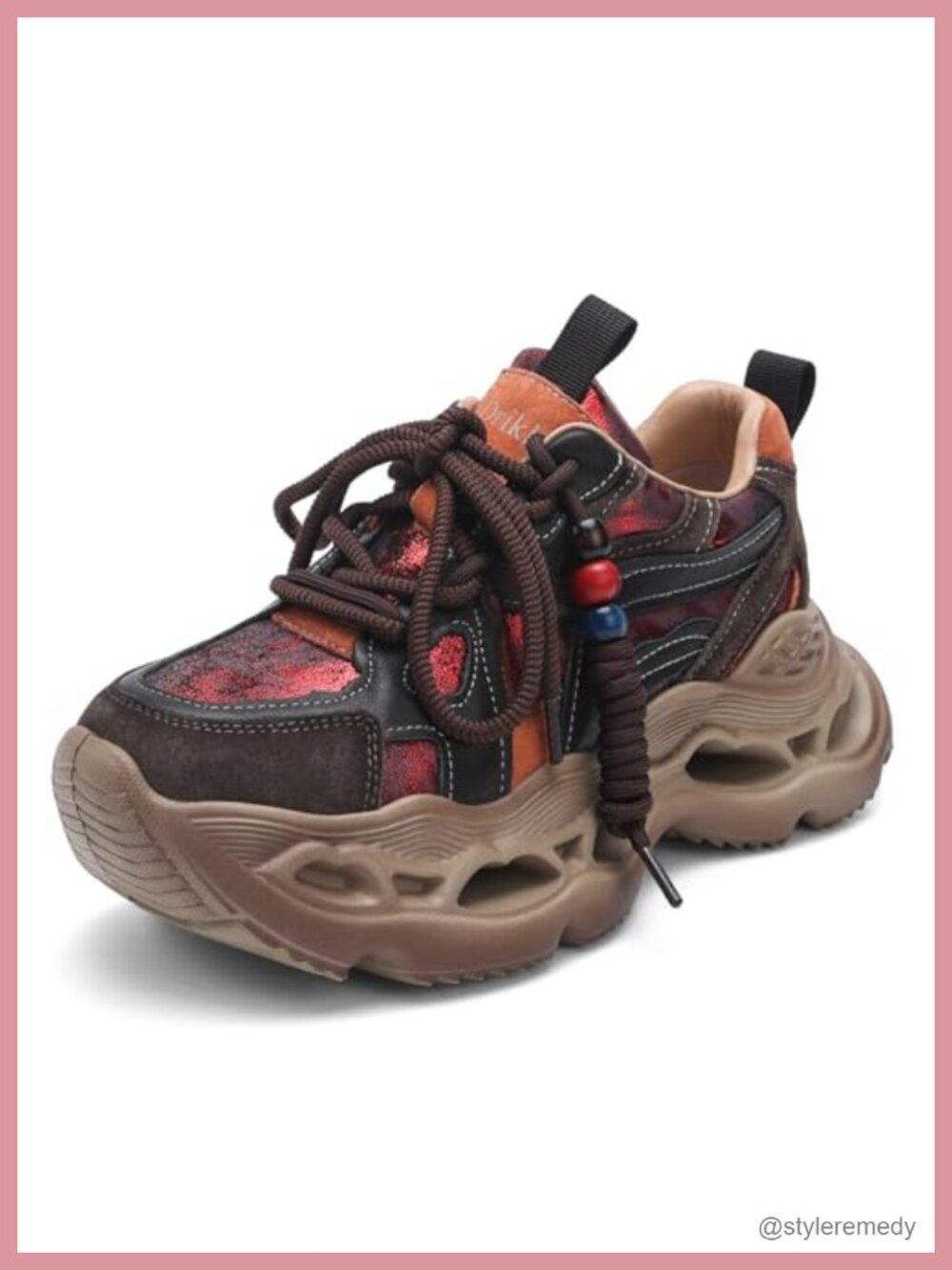 Women's Lace-Up Slip-Resistant Platform Sneakers Suede Leather Running Casual
